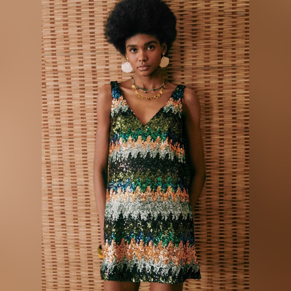 Sezane Bridget Sequin Mini Dress - Size 36 US 4